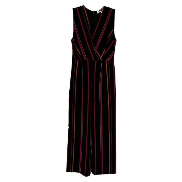 Diane Von Furstenberg Jumpsuit Size 6 Striped Sleeveless Ankle Wide Leg V Neck - Picture 1 of 9
